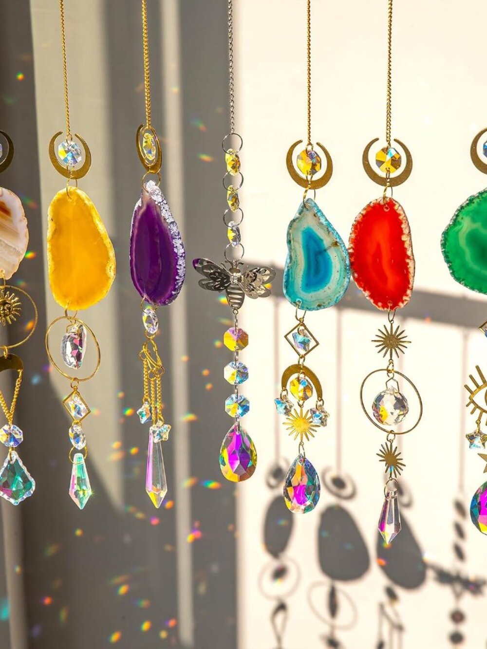 Crystal Suncatcher, Hanging Suncatchers with Crystals Light, 7 PCS